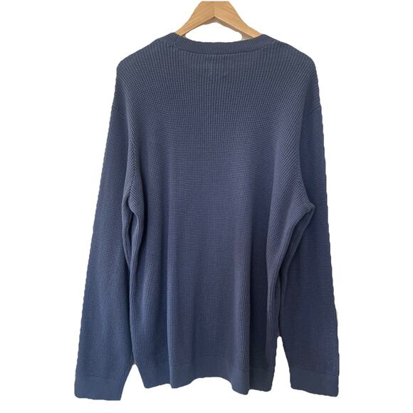 Gap Waffle Knit Sweater Mens XXL Blue Pullover Cotton Blend Crewneck Casual - Picture 2 of 11